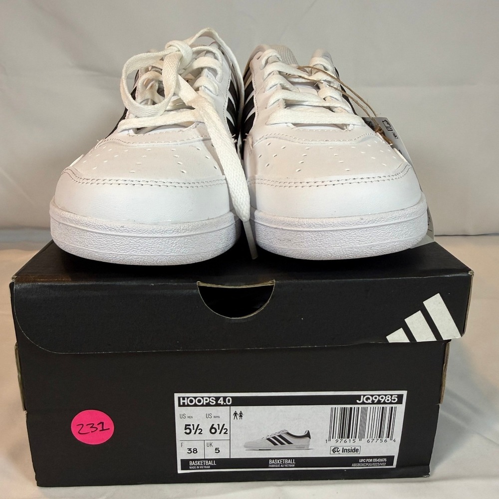 Adidas Hoops 4.0 Low Mens Basketball Shoes White Black Size 5.5 Mens